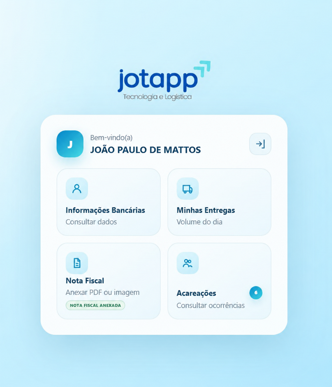 Aplicativo do motorista Jotapp